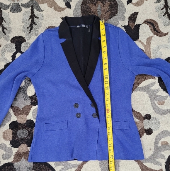 Nic Zoe Blue Black Color Block Sweater Blazer Women’s Sz PM - Picture 7 of 9